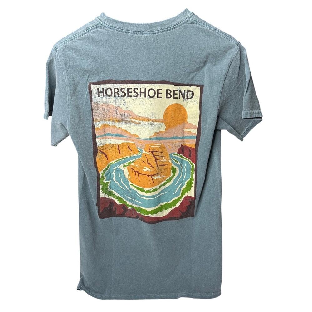 Horseshoe Bend Graphic Tee Blue Gray Outdoor Hiking Souvenir Gorpcore Small - Picture 8 of 13